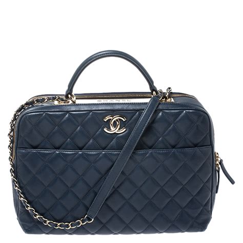 chanel blue bowling bag